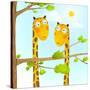 Fun Cartoon Baby Giraffe Animals in Wild for Kids Drawing. Funny Friends Giraffes Cartoon in Nature-Popmarleo-Stretched Canvas