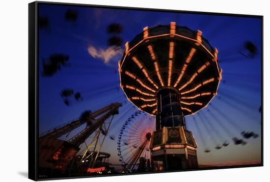 Fun Chain Swing Ride in Wildwood New Jersey-George Oze-Framed Stretched Canvas