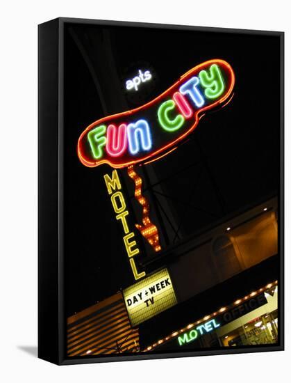 Fun City Motel Sign, Las Vegas, Nevada, USA-Nancy & Steve Ross-Framed Stretched Canvas
