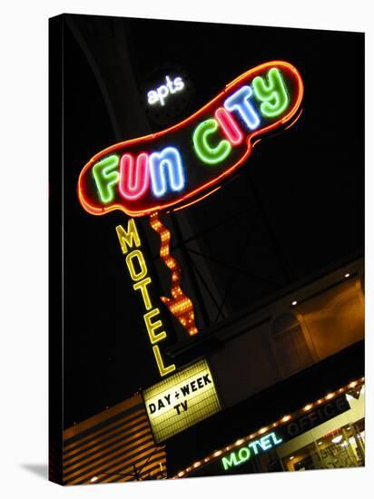 Fun City Motel Sign, Las Vegas, Nevada, USA-Nancy & Steve Ross-Stretched Canvas