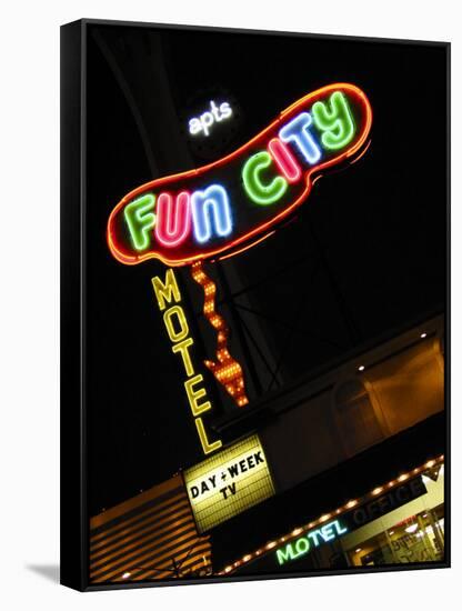 Fun City Motel Sign, Las Vegas, Nevada, USA-Nancy & Steve Ross-Framed Stretched Canvas