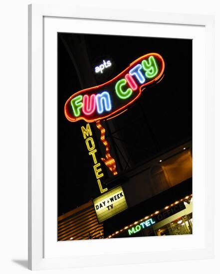 Fun City Motel Sign, Las Vegas, Nevada, USA-Nancy & Steve Ross-Framed Photographic Print