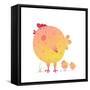 Fun Colorful Mother Chicken Bird and Babies Background. Bright and Cute Hen Family Illustration For-Popmarleo-Framed Stretched Canvas