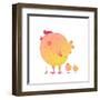 Fun Colorful Mother Chicken Bird and Babies Background. Bright and Cute Hen Family Illustration For-Popmarleo-Framed Art Print