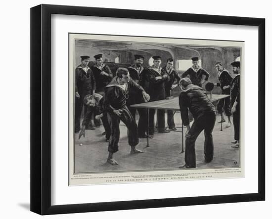 Fun in the Dinner-Hour on a Battleship, Ping-Pong on the Lower Deck-Frank Dadd-Framed Giclee Print