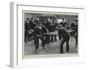 Fun in the Dinner-Hour on a Battleship, Ping-Pong on the Lower Deck-Frank Dadd-Framed Giclee Print