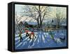 Fun in the Snow, Tideswell, Derbyshire-Andrew Macara-Framed Stretched Canvas