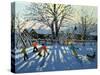 Fun in the Snow, Tideswell, Derbyshire-Andrew Macara-Stretched Canvas