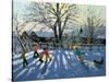 Fun in the Snow, Tideswell, Derbyshire-Andrew Macara-Stretched Canvas