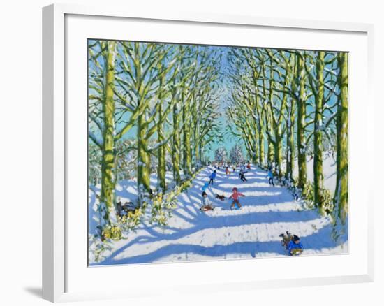 Fun in the sun and snow, Derby, 2022 (oil on canvas)-Andrew Macara-Framed Giclee Print