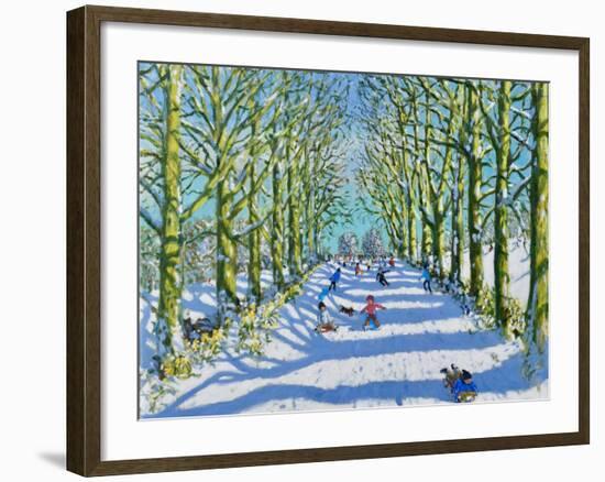 Fun in the sun and snow, Derby, 2022 (oil on canvas)-Andrew Macara-Framed Giclee Print