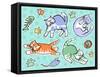 Fun Kitties Pawprints-Geraldine Aikman-Framed Stretched Canvas