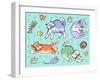 Fun Kitties Pawprints-Geraldine Aikman-Framed Giclee Print