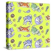 Fun Kitties Repeat-Geraldine Aikman-Stretched Canvas