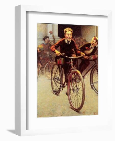 Fun on Bikes (or Boys on Bicycles)-Norman Rockwell-Framed Giclee Print