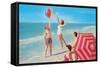 Fun on the Beach, Retro-null-Framed Stretched Canvas