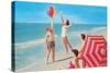 Fun on the Beach, Retro-null-Stretched Canvas