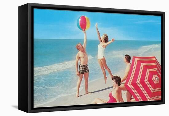 Fun on the Beach, Retro-null-Framed Stretched Canvas