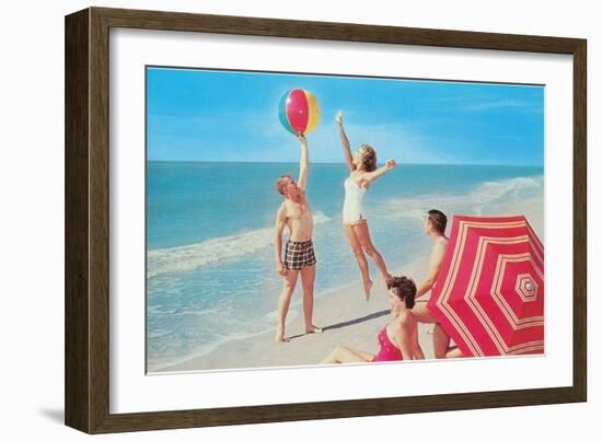 Fun on the Beach, Retro-null-Framed Art Print