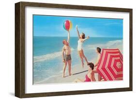 Fun on the Beach, Retro-null-Framed Art Print