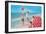 Fun on the Beach, Retro-null-Framed Art Print