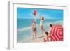 Fun on the Beach, Retro-null-Framed Art Print