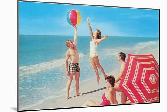 Fun on the Beach, Retro-null-Mounted Art Print