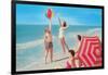 Fun on the Beach, Retro-null-Framed Art Print