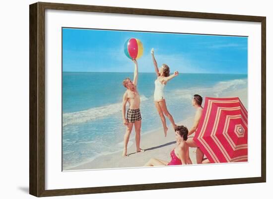 Fun on the Beach, Retro-null-Framed Art Print