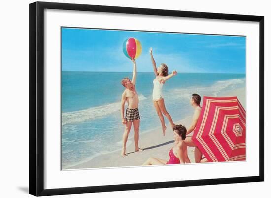 Fun on the Beach, Retro-null-Framed Art Print