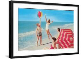 Fun on the Beach, Retro-null-Framed Art Print