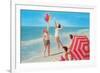 Fun on the Beach, Retro-null-Framed Art Print