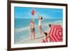 Fun on the Beach, Retro-null-Framed Art Print