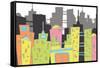 Fun Retro Cityscape-fat_fa_tin-Framed Stretched Canvas