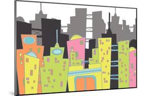 Fun Retro Cityscape-fat_fa_tin-Mounted Art Print