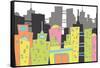 Fun Retro Cityscape-fat_fa_tin-Framed Stretched Canvas