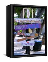 Fun Signpost at Run Point, Cayman Islands-George Oze-Framed Stretched Canvas