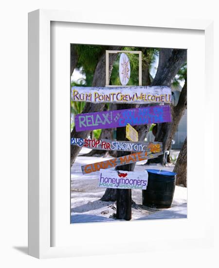 Fun Signpost at Run Point, Cayman Islands-George Oze-Framed Photographic Print