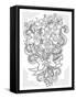 Fun Swirl Flower Bouquet BW for Coloring-Cyndi Lou-Framed Stretched Canvas