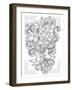 Fun Swirl Flower Bouquet BW for Coloring-Cyndi Lou-Framed Giclee Print