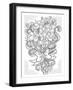 Fun Swirl Flower Bouquet BW for Coloring-Cyndi Lou-Framed Giclee Print
