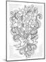 Fun Swirl Flower Bouquet BW for Coloring-Cyndi Lou-Mounted Giclee Print