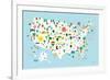 Fun USA Map-Ann Kelle-Framed Art Print