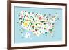 Fun USA Map-Ann Kelle-Framed Art Print