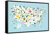 Fun USA Map-Ann Kelle-Framed Stretched Canvas