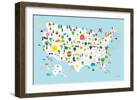 Fun USA Map-Ann Kelle-Framed Art Print