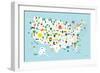 Fun USA Map-Ann Kelle-Framed Art Print