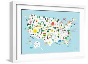 Fun USA Map-Ann Kelle-Framed Art Print