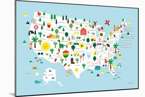 Fun USA Map-Ann Kelle-Mounted Art Print