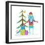 Fun Winter Holiday Rabbit for Kids with Fur Tree and Presents. Merry Christmas or Happy New Year Se-Popmarleo-Framed Art Print